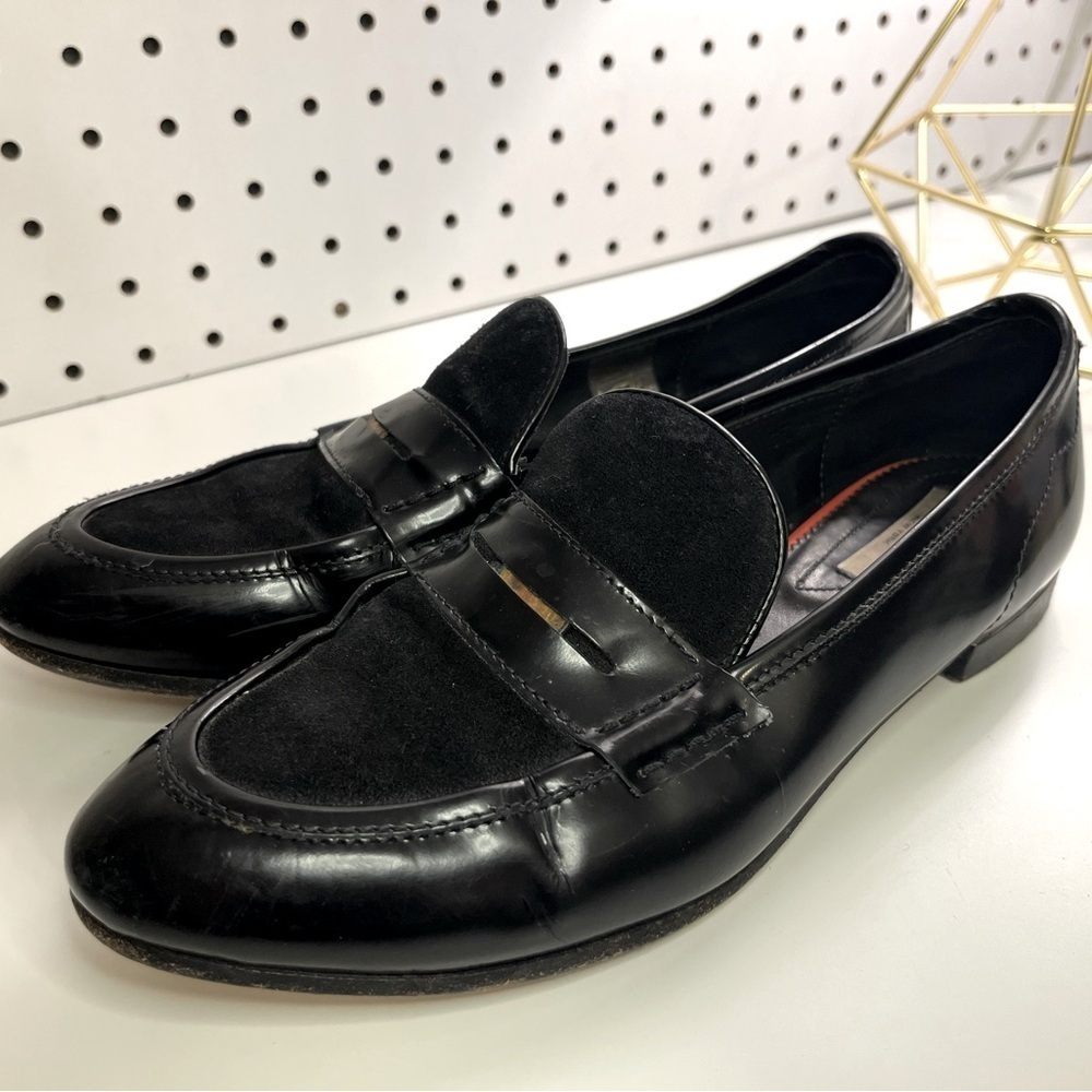 Rag & Bone Black Patent Leather and Suede Dina Penny Loafers EU 37.5 US 7 Classy
